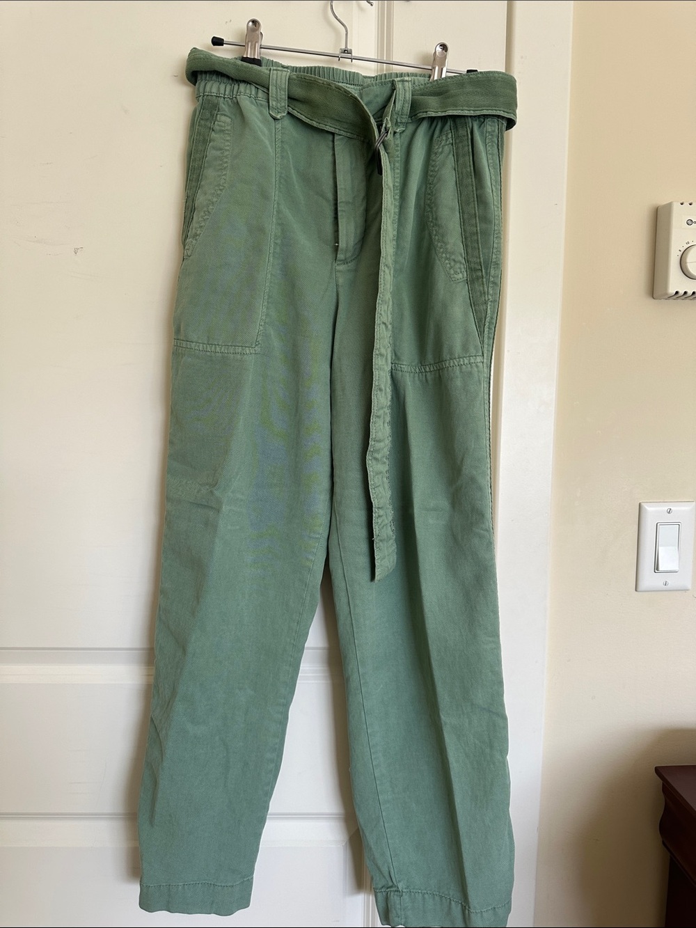 Zara Casual Belted Utility Pants - Green